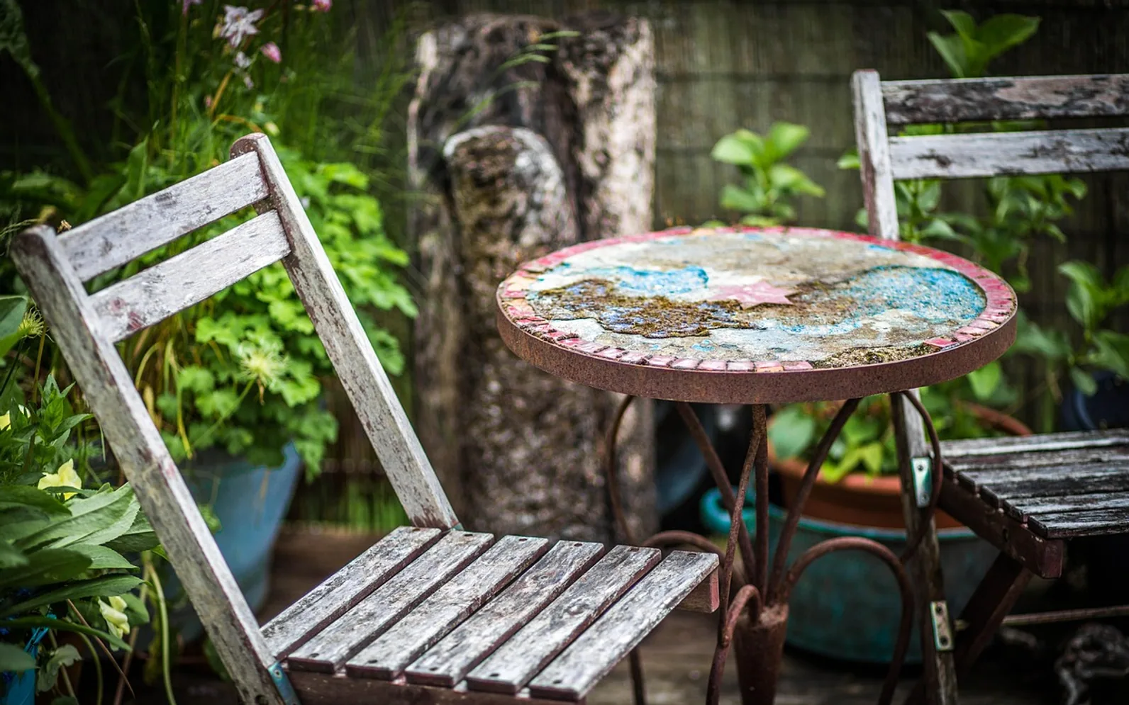 Garden, weathered and wood