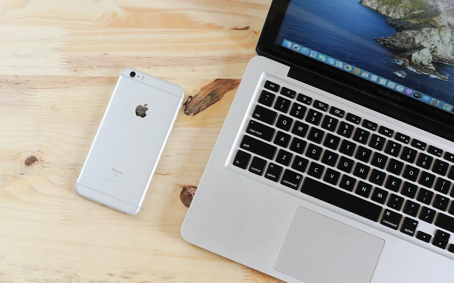 Laptop, mobile phone and table